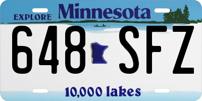 MN license plate 648SFZ