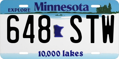 MN license plate 648STW