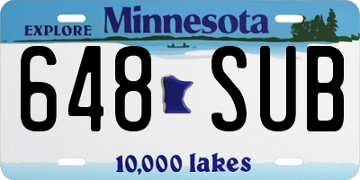 MN license plate 648SUB