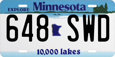 MN license plate 648SWD