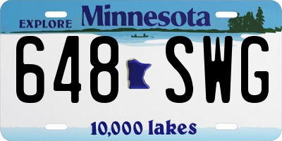 MN license plate 648SWG