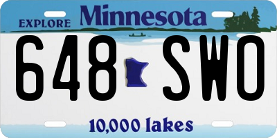 MN license plate 648SWO