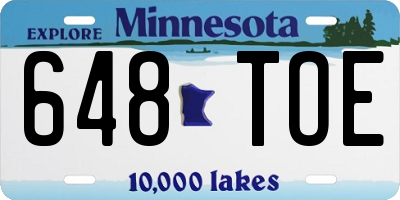 MN license plate 648TOE