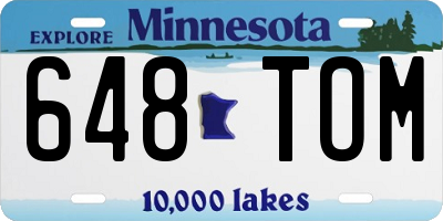 MN license plate 648TOM