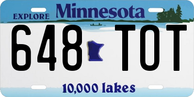 MN license plate 648TOT