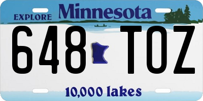 MN license plate 648TOZ