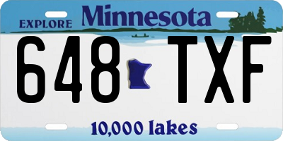 MN license plate 648TXF