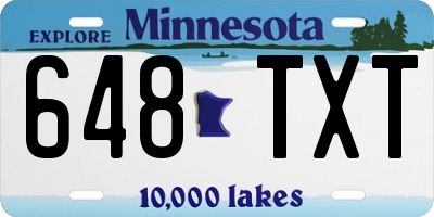 MN license plate 648TXT