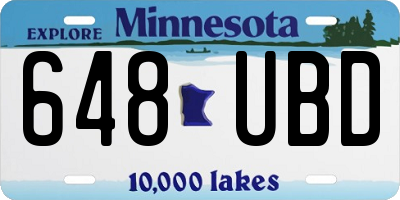 MN license plate 648UBD