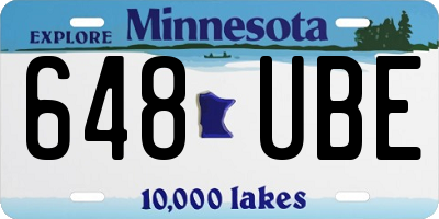 MN license plate 648UBE