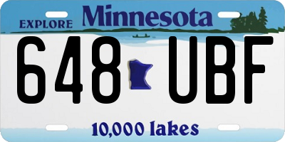 MN license plate 648UBF