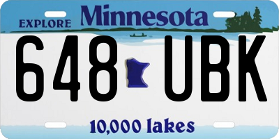 MN license plate 648UBK