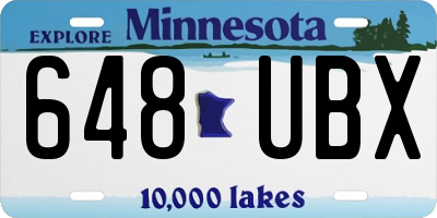 MN license plate 648UBX