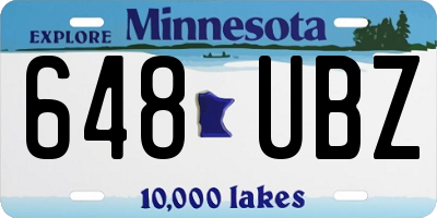 MN license plate 648UBZ
