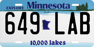 MN license plate 649LAB