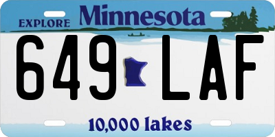 MN license plate 649LAF
