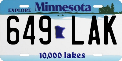 MN license plate 649LAK