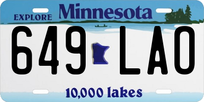 MN license plate 649LAO