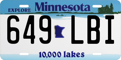 MN license plate 649LBI