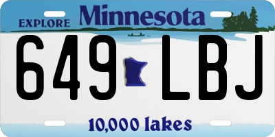 MN license plate 649LBJ