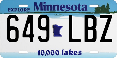MN license plate 649LBZ