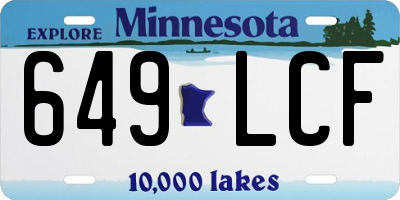 MN license plate 649LCF