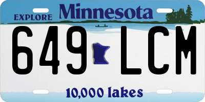 MN license plate 649LCM