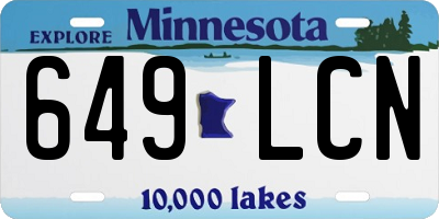 MN license plate 649LCN