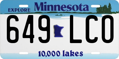 MN license plate 649LCO