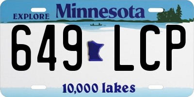MN license plate 649LCP