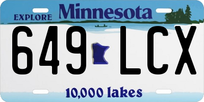 MN license plate 649LCX