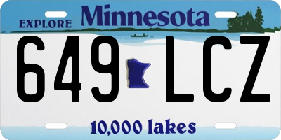 MN license plate 649LCZ