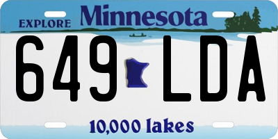 MN license plate 649LDA
