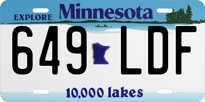 MN license plate 649LDF