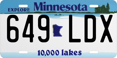 MN license plate 649LDX
