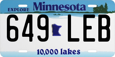 MN license plate 649LEB