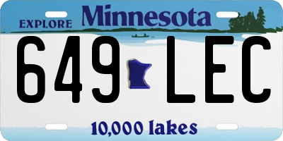 MN license plate 649LEC