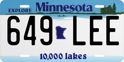 MN license plate 649LEE