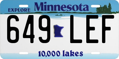 MN license plate 649LEF