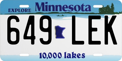 MN license plate 649LEK