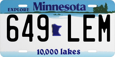 MN license plate 649LEM