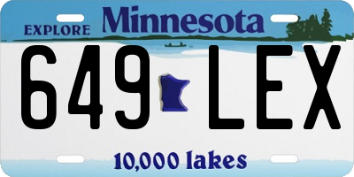 MN license plate 649LEX
