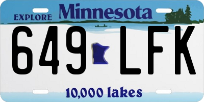 MN license plate 649LFK