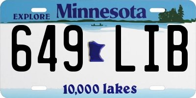 MN license plate 649LIB
