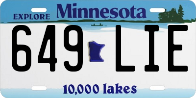 MN license plate 649LIE