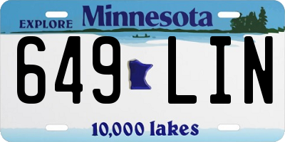 MN license plate 649LIN