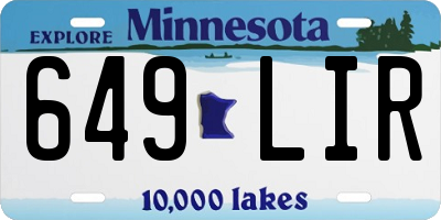 MN license plate 649LIR