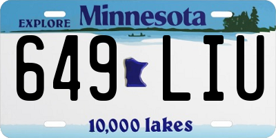 MN license plate 649LIU