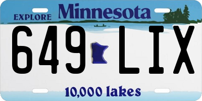 MN license plate 649LIX