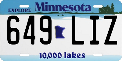 MN license plate 649LIZ